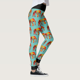 Leggings Bien-être animal - Silhouette éléphante Fractale 1