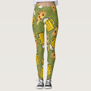 Leggings Bière et Motif de pizza
