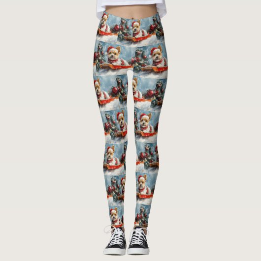 Leggings Biewer Terrier Chien dans la boue Laisser il neige (Devant)