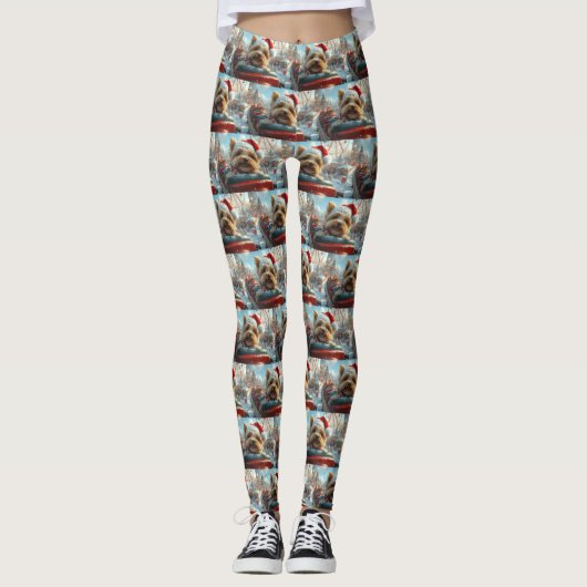 Leggings Biewer Terrier Dog Roller Dessous de verre Noël (Devant)