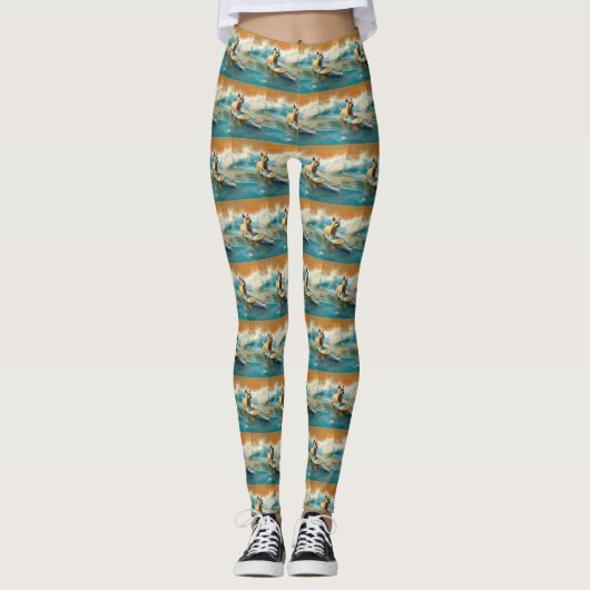 Leggings Biewer Terrier Plage Surf Peinture (Devant)