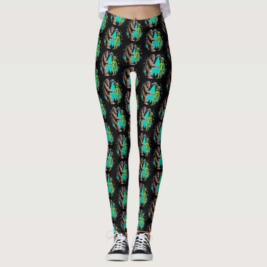 Leggings Bigfoot rencontre un Alien (Devant)