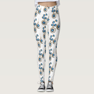 Leggings Bijoux de Noël Arbre bleu noir brillant Lune