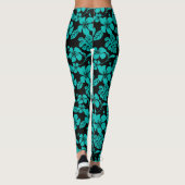 LEGGINGS BIKINI ROSE (NOIR/TURQUOISE) (Dos)
