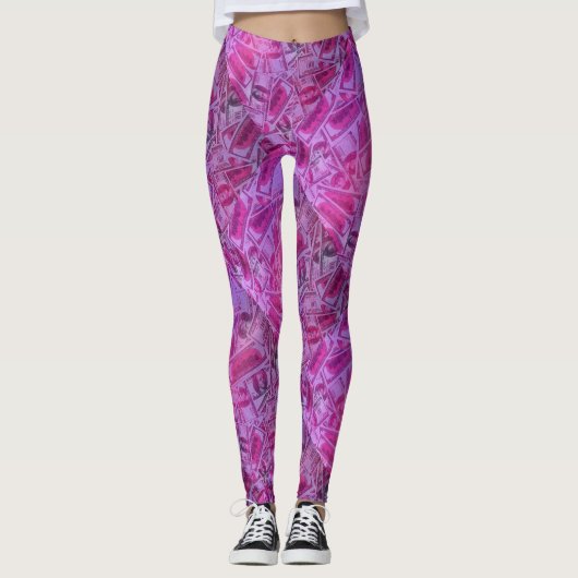 Leggings Billets de 100 $ roses (Devant)