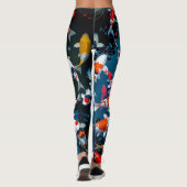 Leggings Bird's Eye View of Colorful Koi Fish Pond (Dos)
