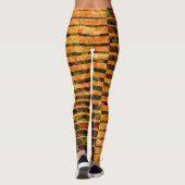 Leggings Bizarre orange rayures et rayures, côté détail (Dos)