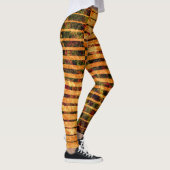 Leggings Bizarre orange rayures et rayures, côté détail (Droite)