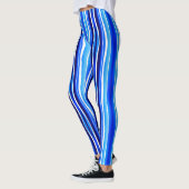 Leggings Black and Blue Painted Stripes (Gauche)
