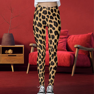 Leggings Black And Brown Spots Pattern Safari Leopard Skin