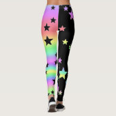 Leggings Black And Pastel Rainbow Star (Dos)