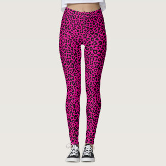 Leggings Black and pink Leopard Print Fun Safari Pattern