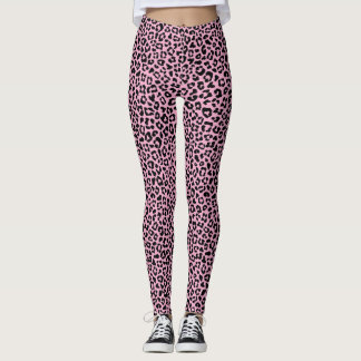 Leggings Black and pink Leopard Print Fun Safari Pattern