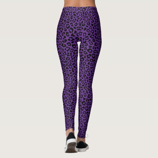 Leggings Black and purple Leopard Print Fun Safari Pattern (Dos)