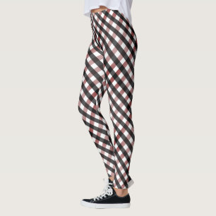 Leggings Black and Red Buffalo Check Motif de Noël