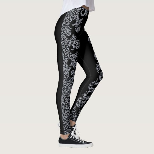 Leggings Black and Silver Motif Gothique Bachelorette Party (Droite)