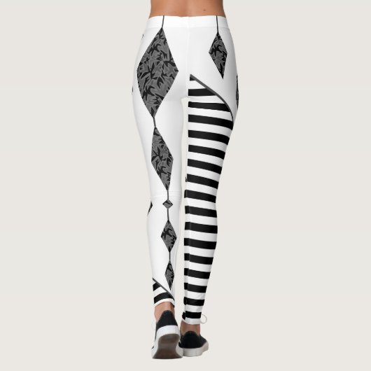 Leggings Black and white, abstract, geometric, simple, scan (Dos)