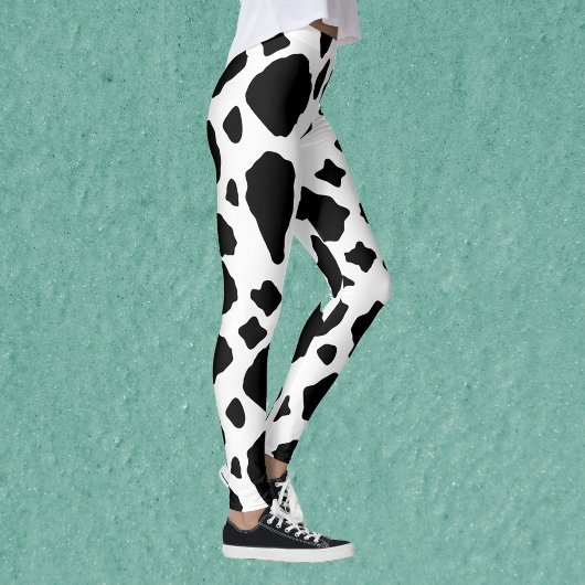 Leggings Black and White Cow Print Pattern Cute