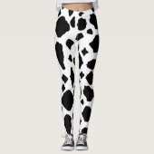 Leggings Black and White Cow Print Pattern Cute (Devant)