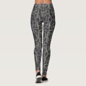 Leggings black and white geometric abstract pattern (Dos)