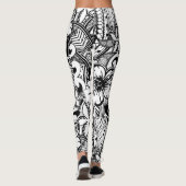 Leggings Black and White Hawaiian - Polynésie Tribal Print (Dos)