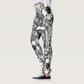 Leggings Black and White Hawaiian - Polynésie Tribal Print (Gauche)