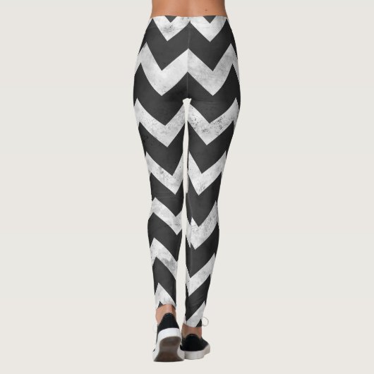 Leggings Black and white Rustic Chevron pattern (Dos)