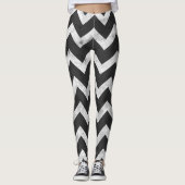Leggings Black and white Rustic Chevron pattern (Devant)