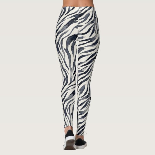 Leggings Black and White Zebra Print Pattern (Dos)