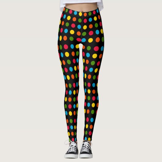 Leggings Black | Bleu Rouge Vert Jaune Orange Polka Point (Devant)