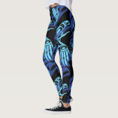 Leggings Black Blue Haida Eagle Thunder Bird Art autochtone (Gauche)
