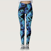 Leggings Black Blue Haida Eagle Thunder Bird Art autochtone (Devant)