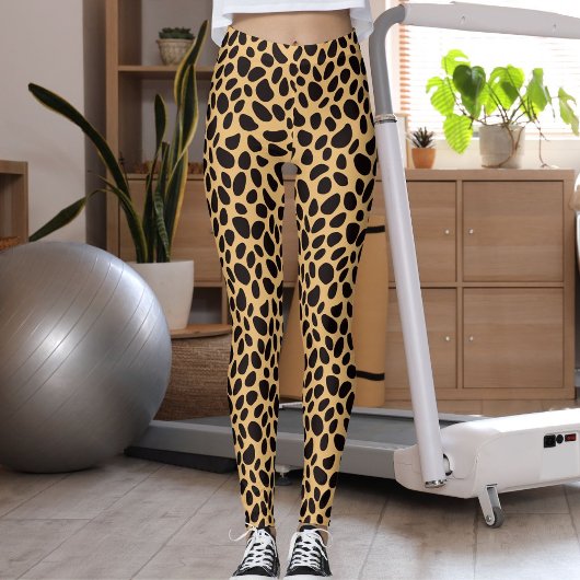 Leggings Black Brown And Tan Big Cat Pattern Leopard Skin