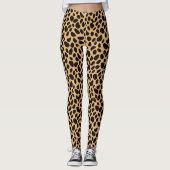 Leggings Black Brown And Tan Big Cat Pattern Leopard Skin (Devant)