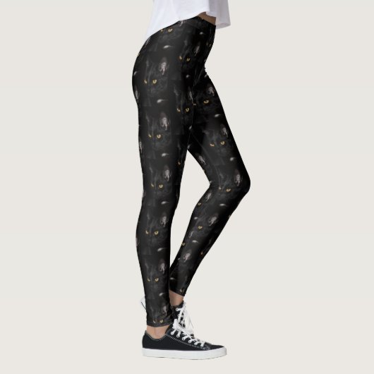 Leggings Black Cat Eyes Motif Drôle Effrayant Halloween (Droite)