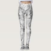 Leggings Black et Marbre blanc Swirl Abstrait (Devant)