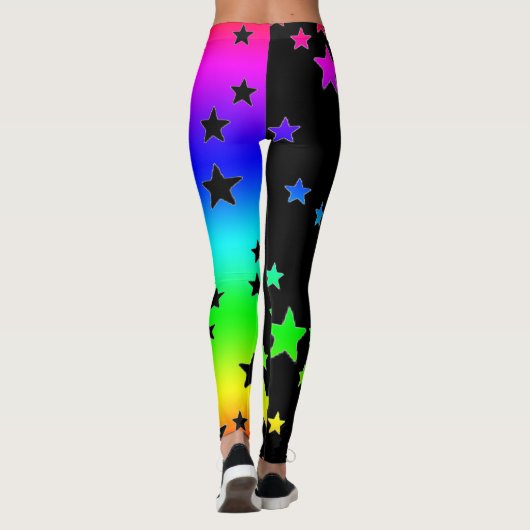 Leggings Black Et Rainbow Star (Dos)