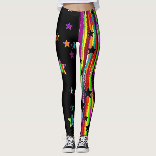 Leggings Black Et Rainbow Star (Devant)