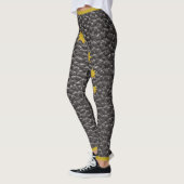 Leggings Black Faux Cuir Texture Or Etoiles tendance (Gauche)
