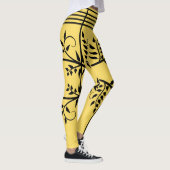 Leggings Black Fern Motif Aspen Gold Futuristic Athletic (Droite)