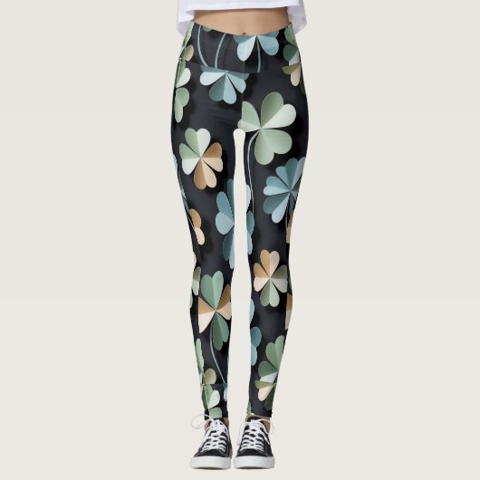Leggings "Black Flower Leggings-Christian Ai design (Devant)
