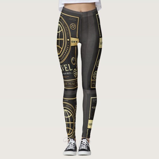 Leggings Black & Gold de luxe inspirés par le Étiq (Devant)