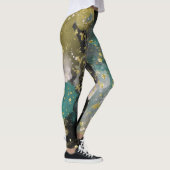 Leggings Black Gold Teal Green Grunge Splatter Fashion (Droite)