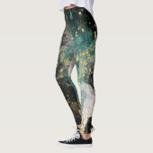 Leggings Black Gold Teal Green Grunge Splatter Fashion (Gauche)