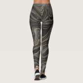 Leggings Black Grey Gold Marbre Swirl Agate Strata Femmes (Dos)