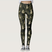 Leggings Black Grey Olive Brown Dots Cat Camouflage Pattern (Devant)