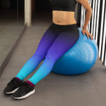 Leggings Black Indigo Blue et Aqua Gradient<br><div class="desc">Un noir, un indigo violet, et un ombre bleu aqua. dégradé de couleurs girly multicolores. Vous pouvez ajouter un message texte pour créer votre propre design personnalisé.</div>