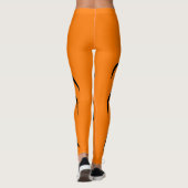 Leggings Black Lines Stripes And Orange color (Dos)