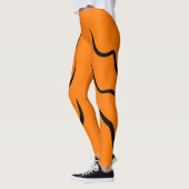 Leggings Black Lines Stripes And Orange color (Gauche)