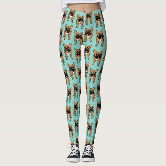 Leggings Black Mask Fawn French Bulldog est prêt à jouer (Devant)